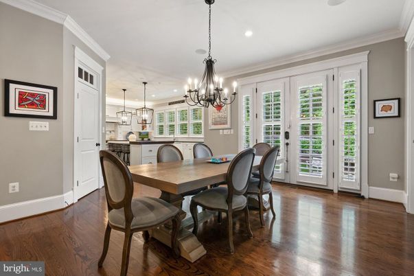 Chandelier, Dining room, Interior, Kitchen, Pendant Lights, Recessed Lighting, Wood Texture Flooring