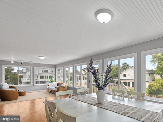Dining room, Interior, Living room, Sun Room, Wood Texture Flooring