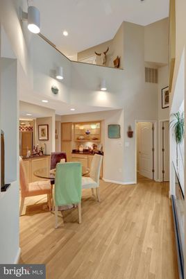Dining room, Interior, Recessed Lighting, Wood Texture Flooring