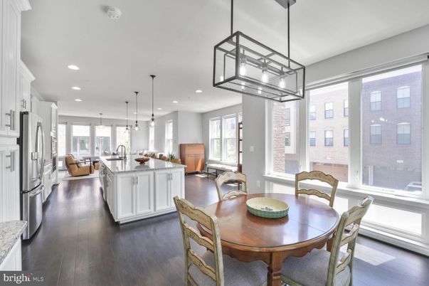 Dining room, Interior, Kitchen, Living room, Pendant Lights, Recessed Lighting, Wood Texture Flooring