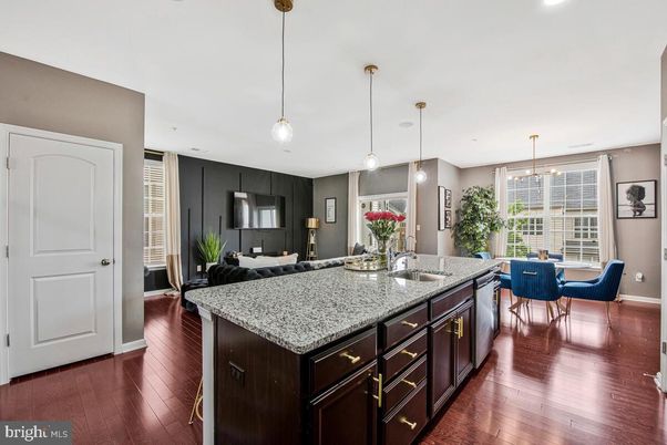 Dining room, Interior, Kitchen, Living room, Pendant Lights, Recessed Lighting, Wood Texture Flooring