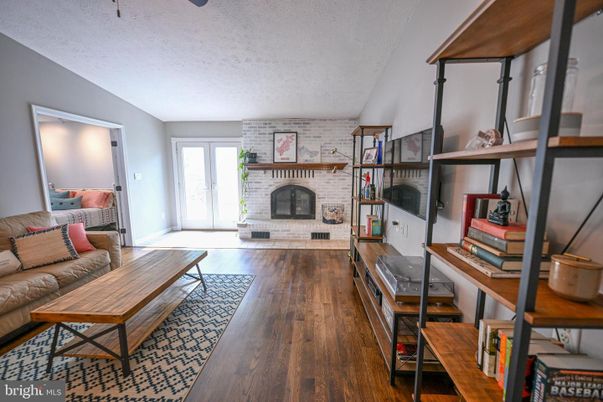 Fireplace, Interior, Living room, Stone Walls, Wood Texture Flooring