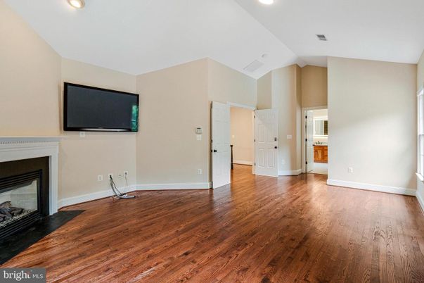Empty room, Fireplace, Interior, Recessed Lighting, Wood Texture Flooring