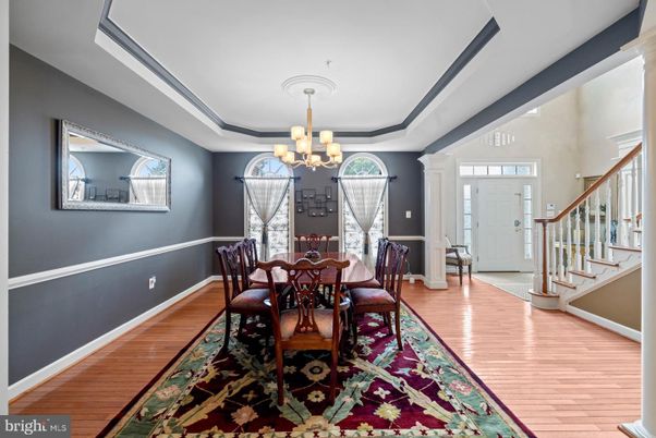 Chandelier, Dining room, Interior, Wood Texture Flooring