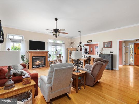Chandelier, Dining room, Fireplace, Interior, Living room, Wood Texture Flooring