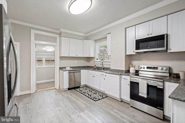 Interior, Kitchen, Stainless Steel Appliances, Wood Texture Flooring