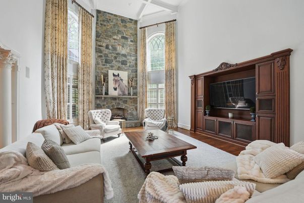 Fireplace, Interior, Living room, Stone Walls, Wood Texture Flooring