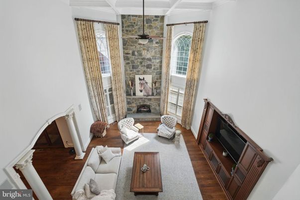 Fireplace, Interior, Living room, Stone Walls, Wood Texture Flooring