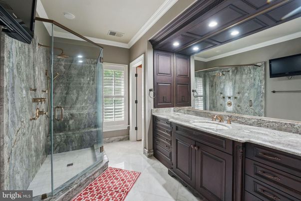 Bathroom, Glass Shower, Interior, Recessed Lighting