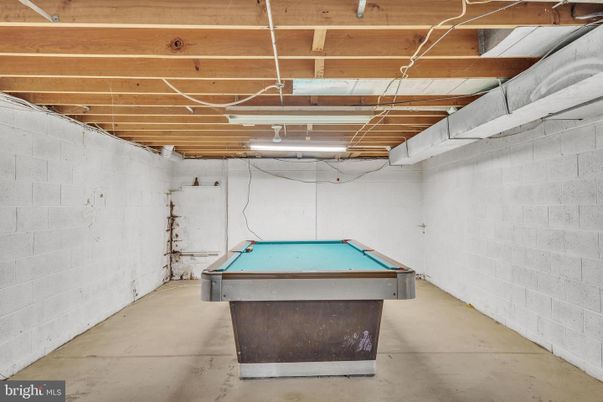 Billiard Table, Game Room, Garage, Interior, Stone Walls, Wooden Beams
