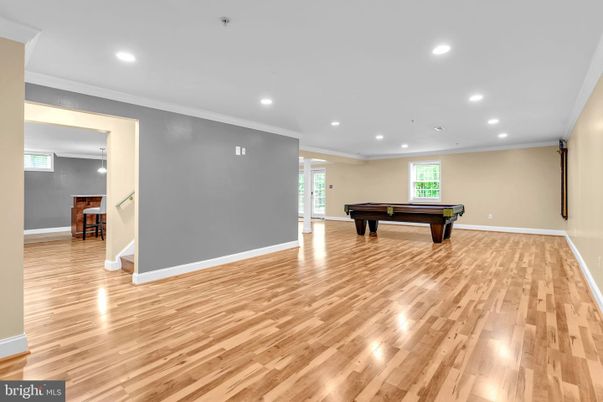 Billiard Table, Game Room, Interior, Recessed Lighting, Wood Texture Flooring