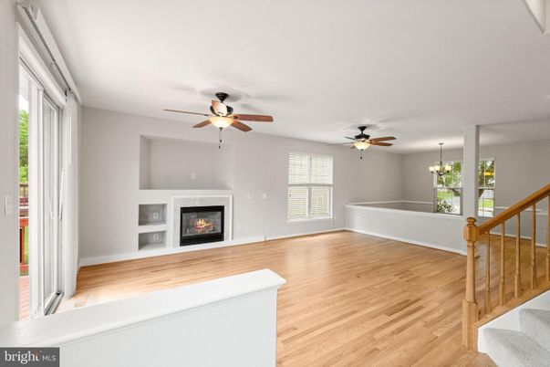 Chandelier, Empty room, Fireplace, Interior, Wood Texture Flooring