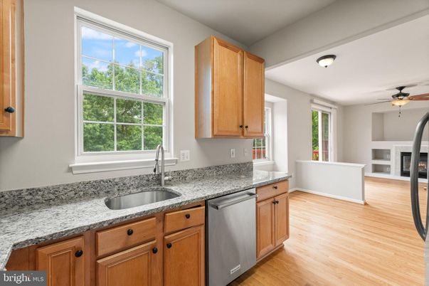 Fireplace, Interior, Kitchen, Wood Texture Flooring