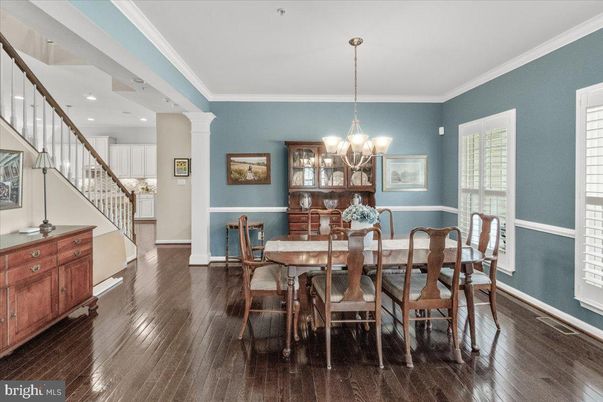 Chandelier, Dining room, Interior, Recessed Lighting, Wood Texture Flooring