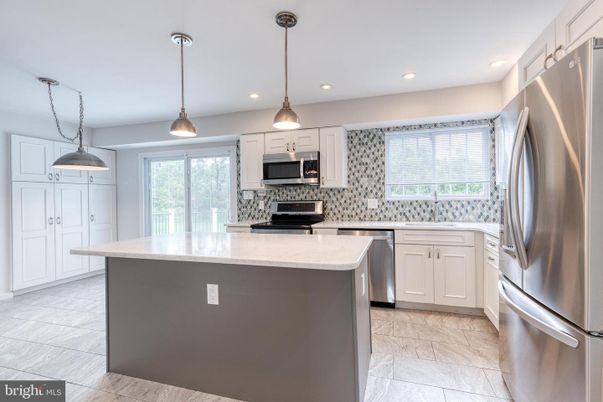 Interior, Kitchen, Marble, Pendant Lights, Recessed Lighting, Stainless Steel Appliances