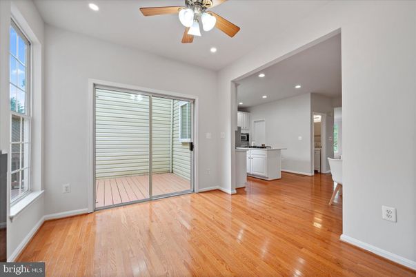 Empty room, Interior, Kitchen, Recessed Lighting, Wood Texture Flooring