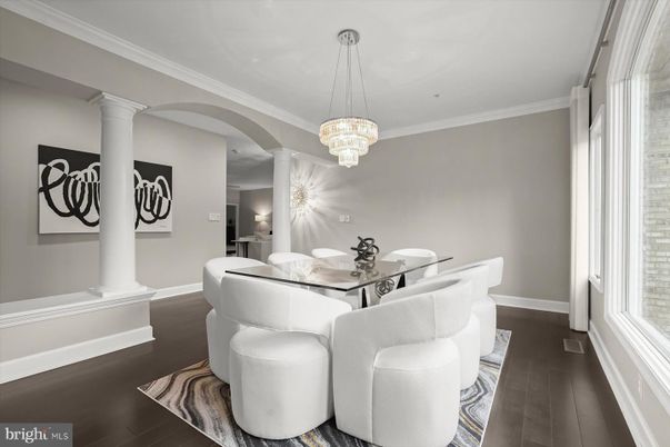 Chandelier, Dining room, Interior, Pendant Lights, Wood Texture Flooring