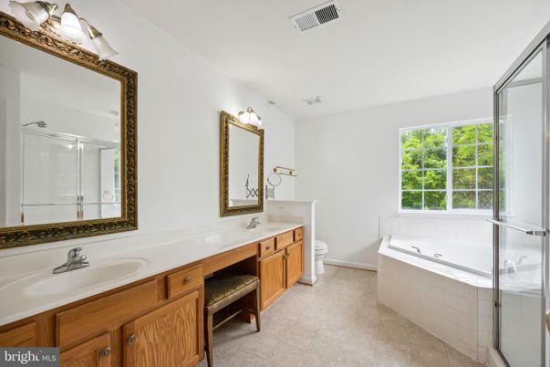 Bathroom, Dual Sink Vanities, Glass Shower, Interior