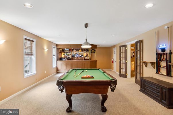 Billiard Table, Game Room, Interior, Pendant Lights, Recessed Lighting