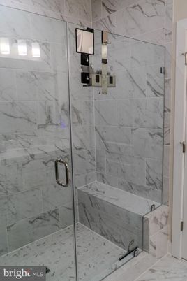 Bathroom, Glass Shower, Interior, Marble Walls