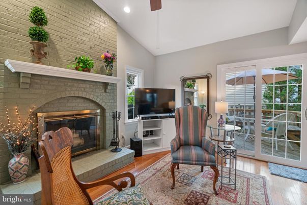 Fireplace, Interior, Recessed Lighting, Stone Walls, Wood Texture Flooring