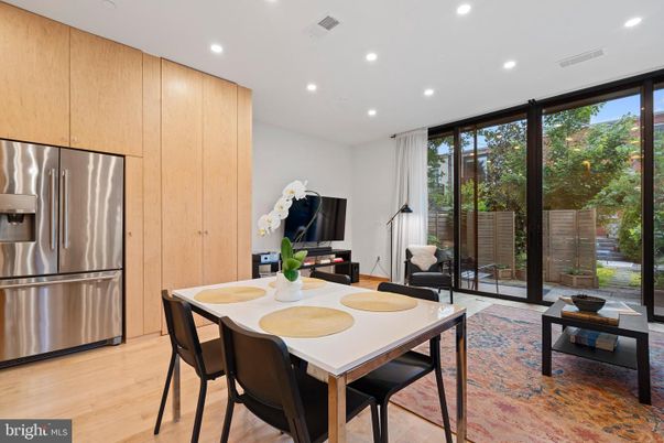 Dining room, Interior, Kitchen, Living room, Recessed Lighting, Stainless Steel Appliances, Wood Texture Flooring