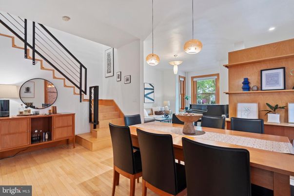 Dining room, Interior, Pendant Lights, Recessed Lighting, Wood Texture Flooring