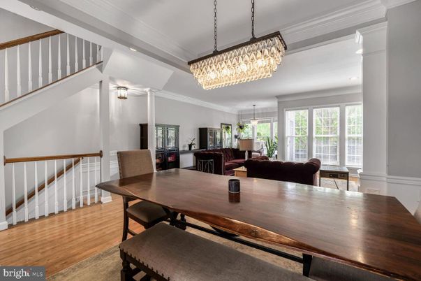 Chandelier, Dining room, Interior, Living room, Recessed Lighting, Wood Texture Flooring