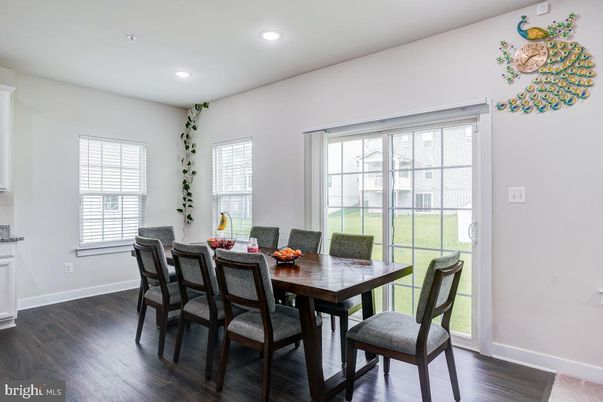 Dining room, Interior, Recessed Lighting, Wood Texture Flooring