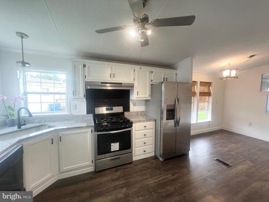 Interior, Kitchen, Stainless Steel Appliances, Wood Texture Flooring