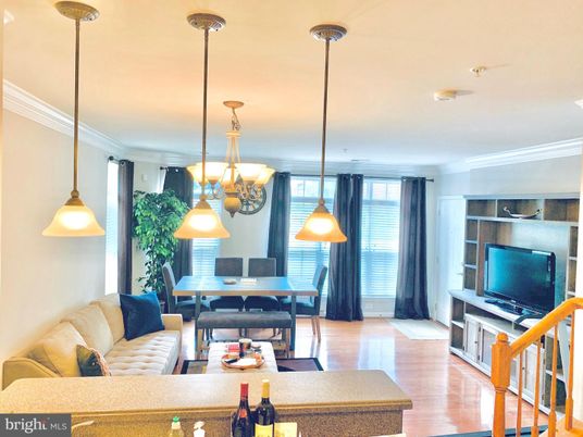 Dining room, Interior, Living room, Pendant Lights, Wood Texture Flooring