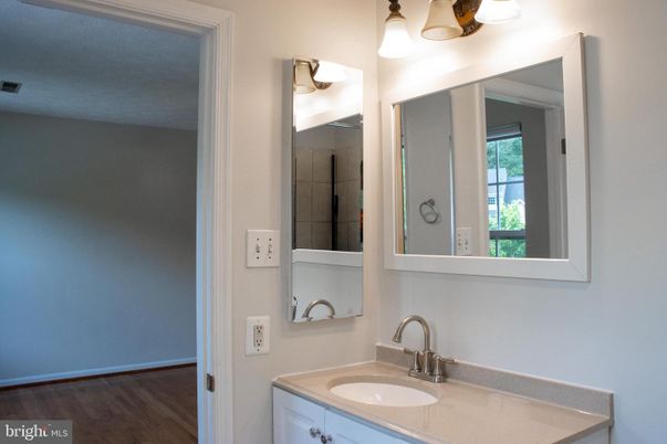 Bathroom, Dual Sink Vanities, Interior, Wood Texture Flooring