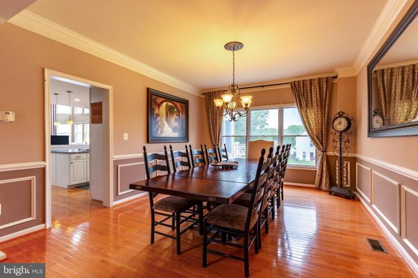 Chandelier, Dining room, Interior, Wood Texture Flooring