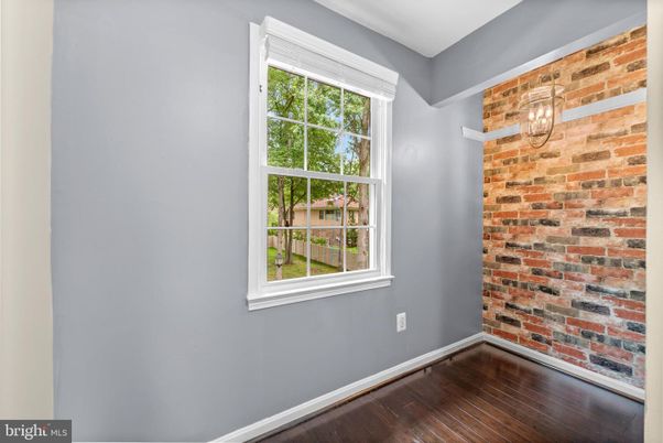 Empty room, Interior, Pendant Lights, Stone Walls, Wood Texture Flooring