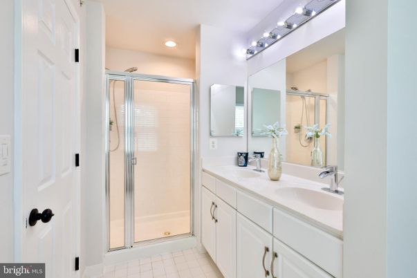 Bathroom, Dual Sink Vanities, Glass Shower, Interior, Recessed Lighting
