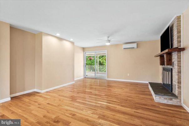 Empty room, Fireplace, Interior, Recessed Lighting, Wood Texture Flooring