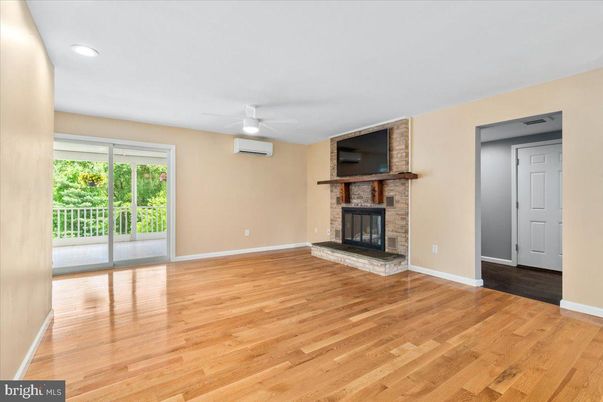 Empty room, Fireplace, Interior, Recessed Lighting, Wood Texture Flooring