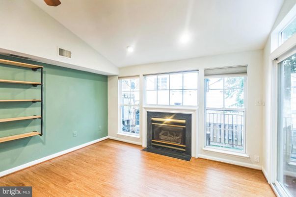 Empty room, Fireplace, Interior, Recessed Lighting, Wood Texture Flooring