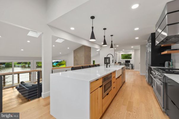 Interior, Kitchen, Pendant Lights, Recessed Lighting, Wood Texture Flooring