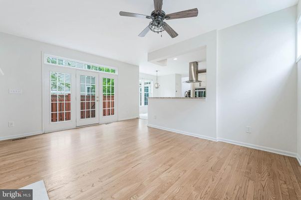 Empty room, Interior, Kitchen, Recessed Lighting, Wood Texture Flooring