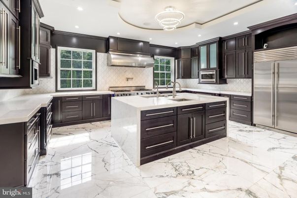 Interior, Kitchen, Marble, Recessed Lighting, Stainless Steel Appliances