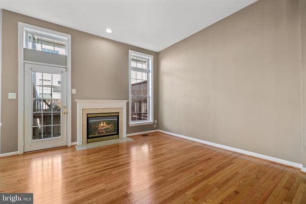 Empty room, Fireplace, Interior, Recessed Lighting, Wood Texture Flooring