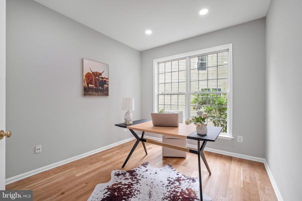 Home Office, Interior, Recessed Lighting, Wood Texture Flooring