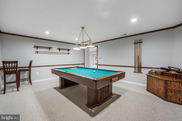 Billiard Table, Chandelier, Game Room, Interior, Pendant Lights, Recessed Lighting