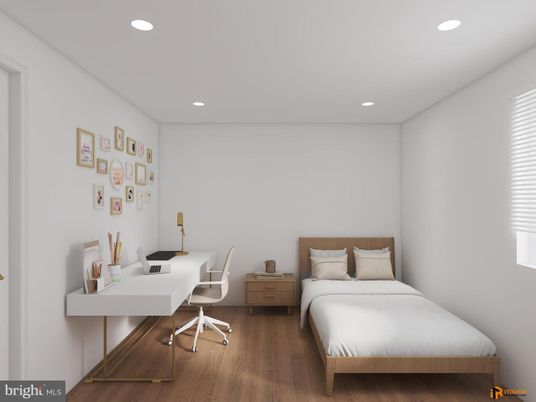 Bedroom, Home Office, Interior, Recessed Lighting, Wood Texture Flooring
