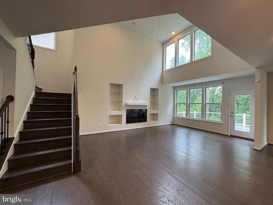 Empty room, Fireplace, Interior, Recessed Lighting, Wood Texture Flooring