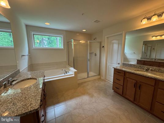 Bathroom, Dual Sink Vanities, Glass Shower, Interior, Recessed Lighting