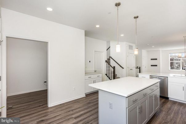 Interior, Kitchen, Pendant Lights, Recessed Lighting, Wood Texture Flooring
