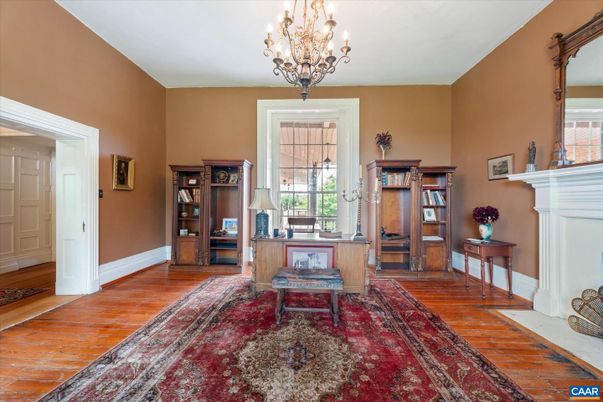Chandelier, Home Office, Interior, Wood Texture Flooring