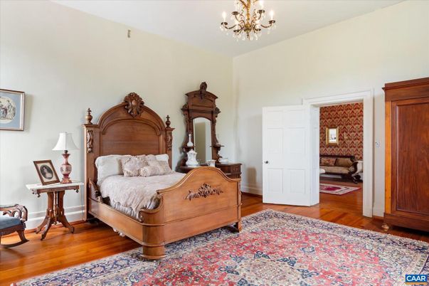 Bedroom, Chandelier, Interior, Wood Texture Flooring